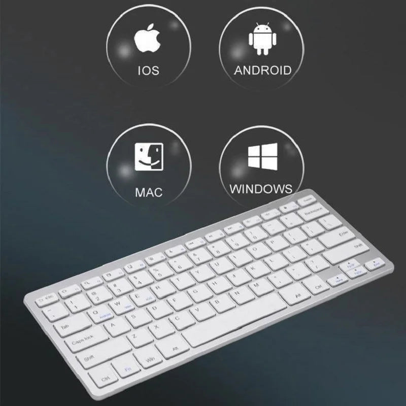 Bluetooth Keyboard Mini Ultra Thin Portable Wireless Keyboard Spanish Russian Layout for Tablet/iPad/Laptop/Phone