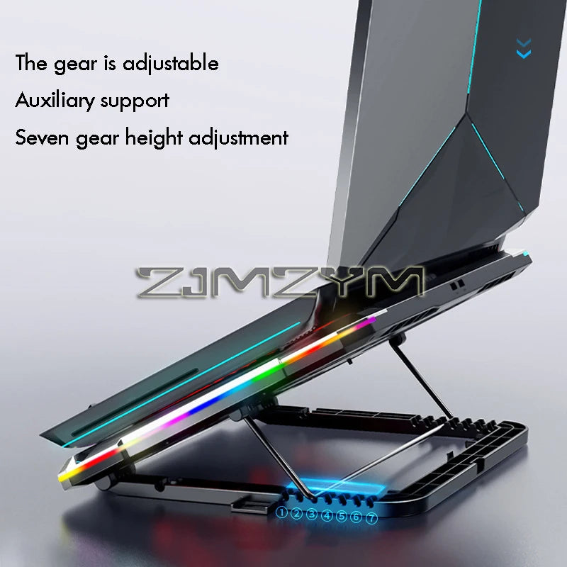 Laptop Cooler LCD Cooling Pad Base Notebook Cooler Computer USB Fan Stand Laptop Cooling  RGB Light Effect Pad