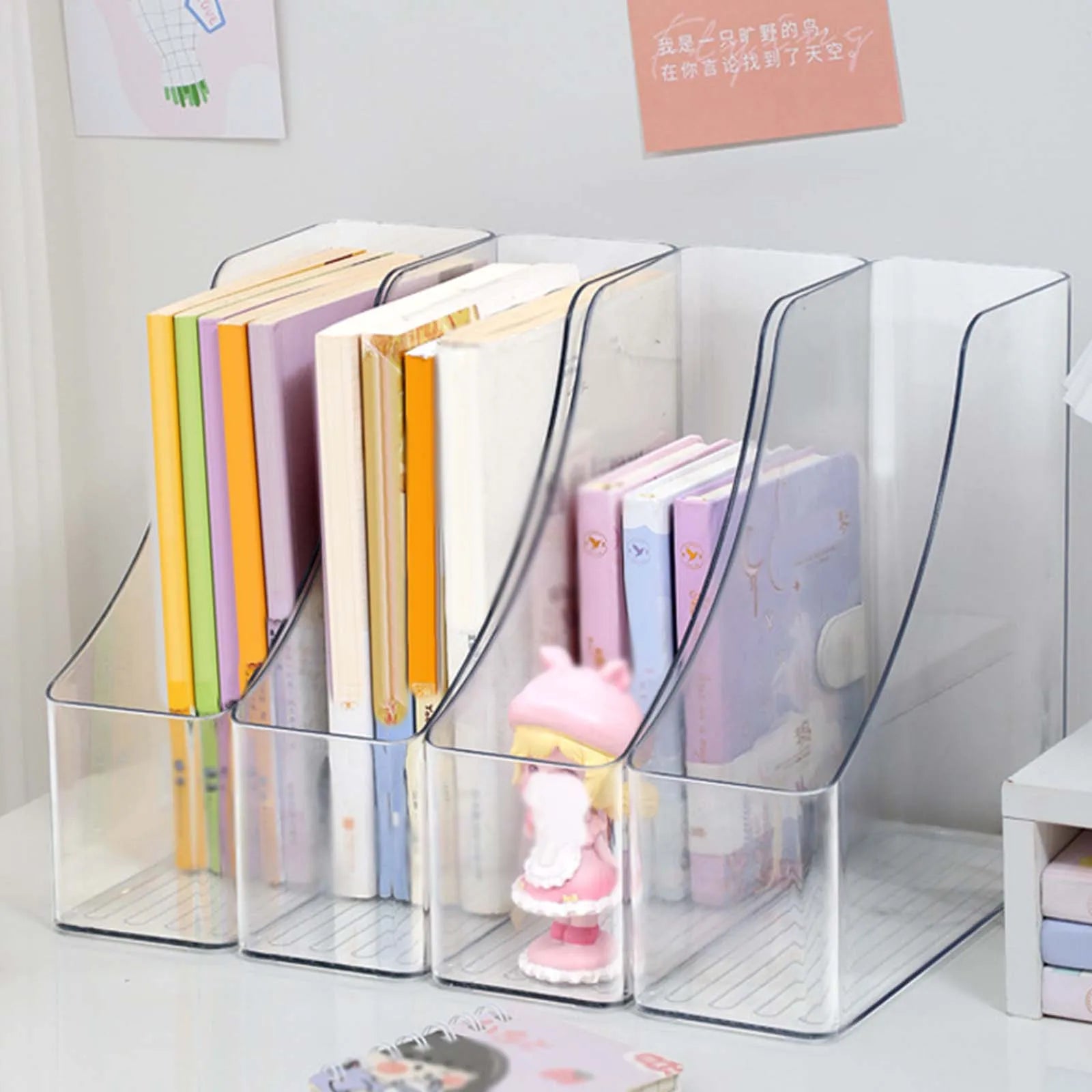 Magazine File Holder Sturdy Magazine Rack Desk Organizer Transparent Vertical Magazine Rack for School Work Desktop Office Home