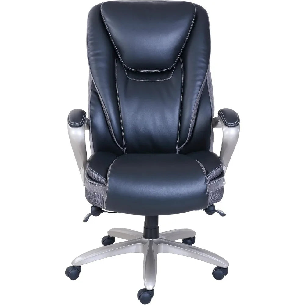 Smart Layers™ Hensley Big & Tall Ergonomic Bonded Leather High-Back Office Chair, Black/Silver