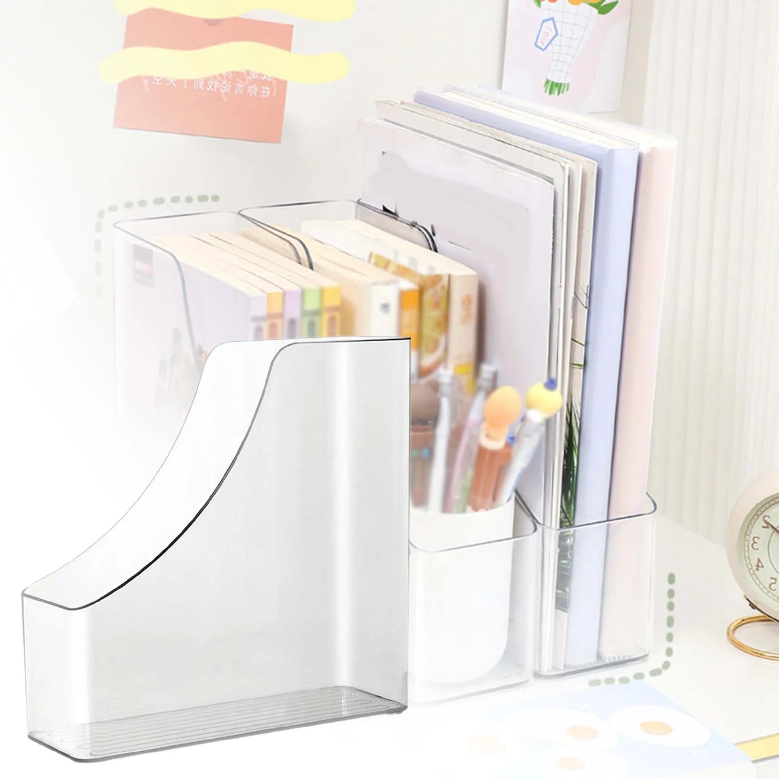 Magazine File Holder Sturdy Magazine Rack Desk Organizer Transparent Vertical Magazine Rack for School Work Desktop Office Home