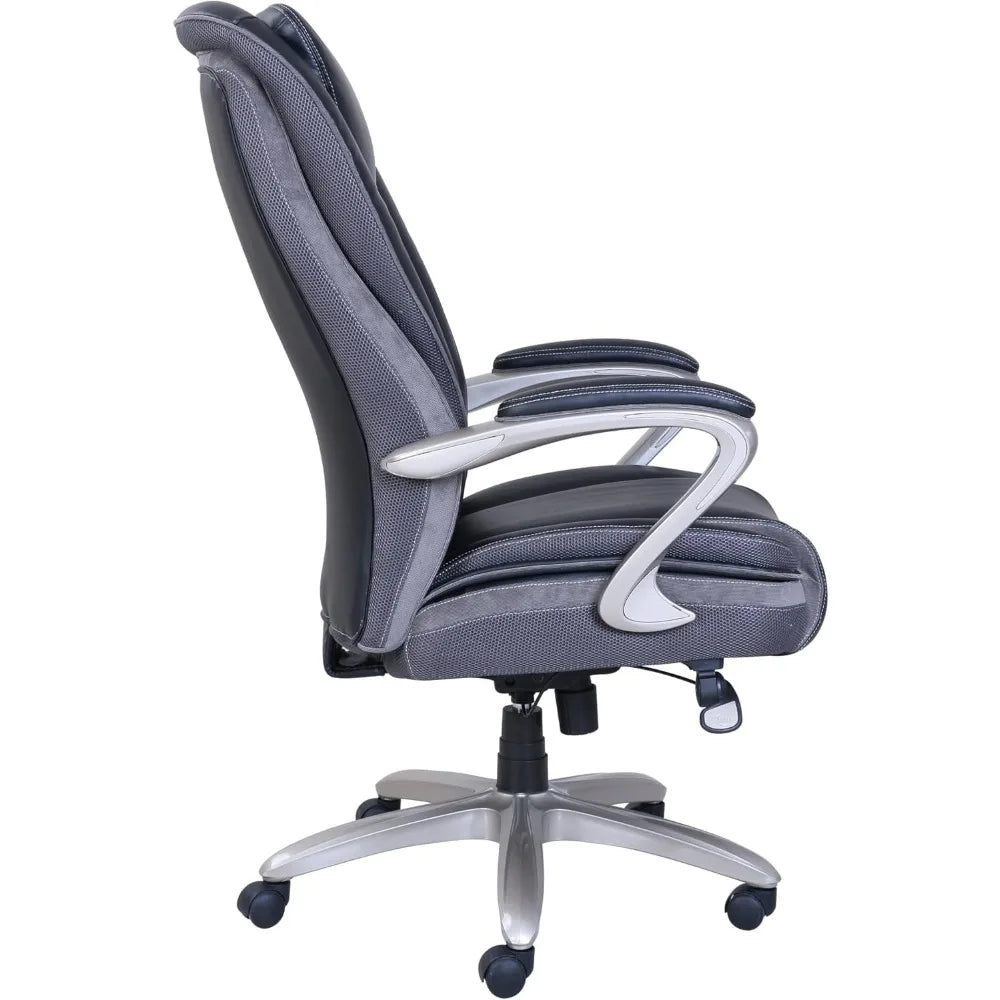 Smart Layers™ Hensley Big & Tall Ergonomic Bonded Leather High-Back Office Chair, Black/Silver